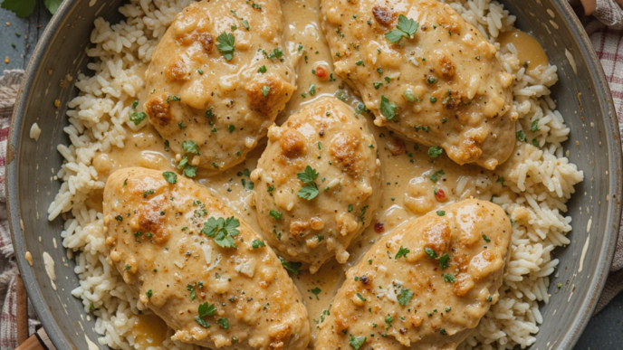 Creamy Smothered Chicken and Rice
