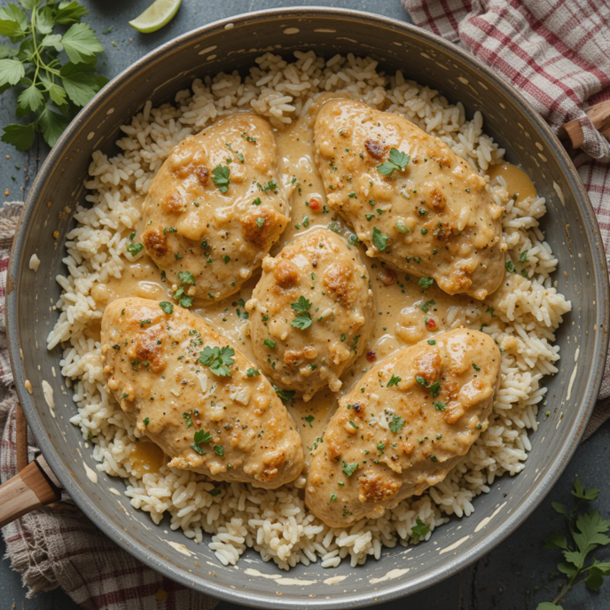 Creamy Smothered Chicken and Rice