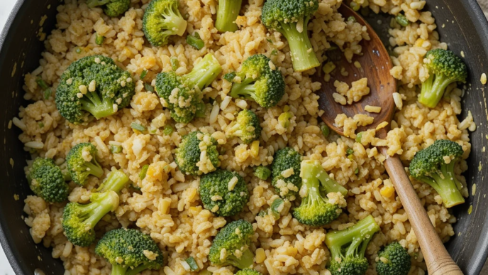 One-Pan Cheesy Rice and Broccoli